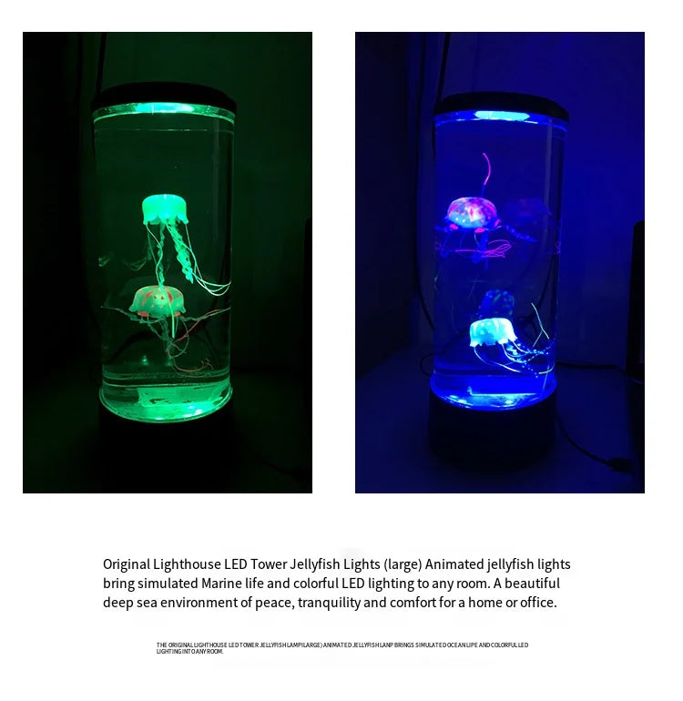Jellyfish Lava Lamp Aquarium Ocean Night Lights 7Colors LED Jellyfish Mood Light