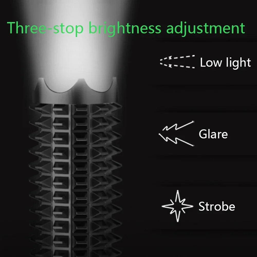 Baseball Bat LED Flashlight AluminumAlloy Focusable Zoomable Super Bright
