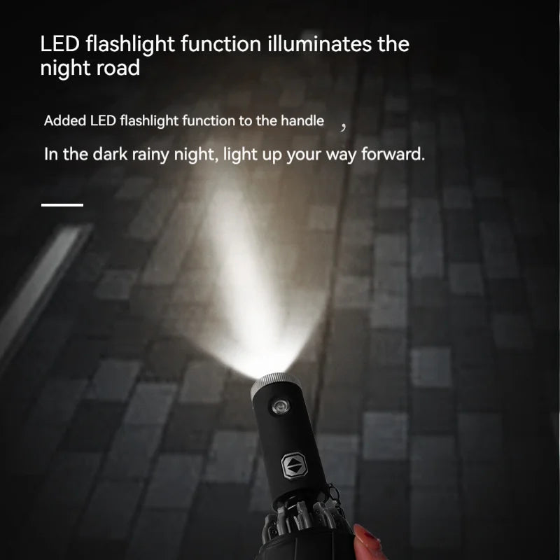 Led Light Automatic Folding Windproof Sunshade Umbrella