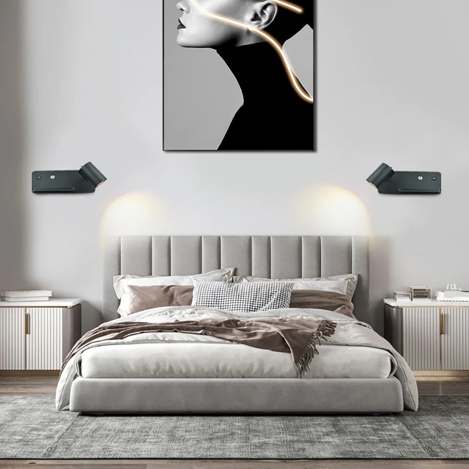 Interior Wall lamp Mobile Phone Wireless Charging and USB Charging Wall lights Bedroom lamps