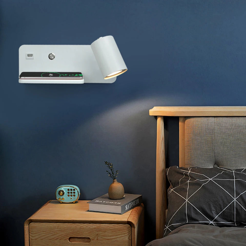 Interior Wall lamp Mobile Phone Wireless Charging and USB Charging Wall lights Bedroom lamps