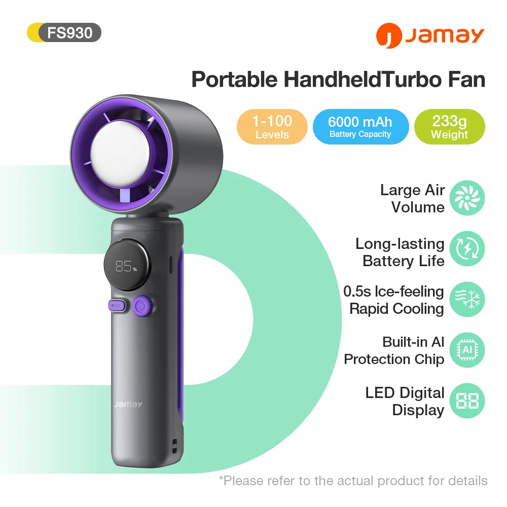 NEW Handheld Turbo Fan Portable USB rechargable