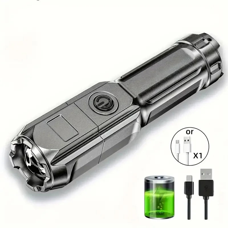 LED Flashlight Strong Light USB Rechargeable Waterproof  Zoom Emergency Lights For Outdoor