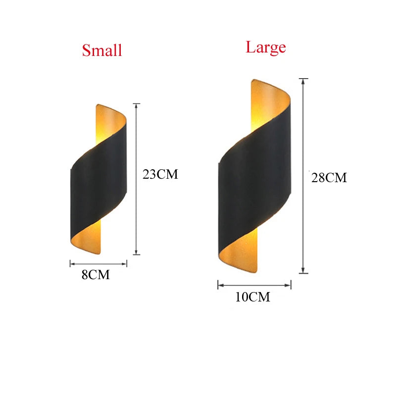 LED Wall Lamp Spiral Design10W Indoor Outdoor Wall Lights