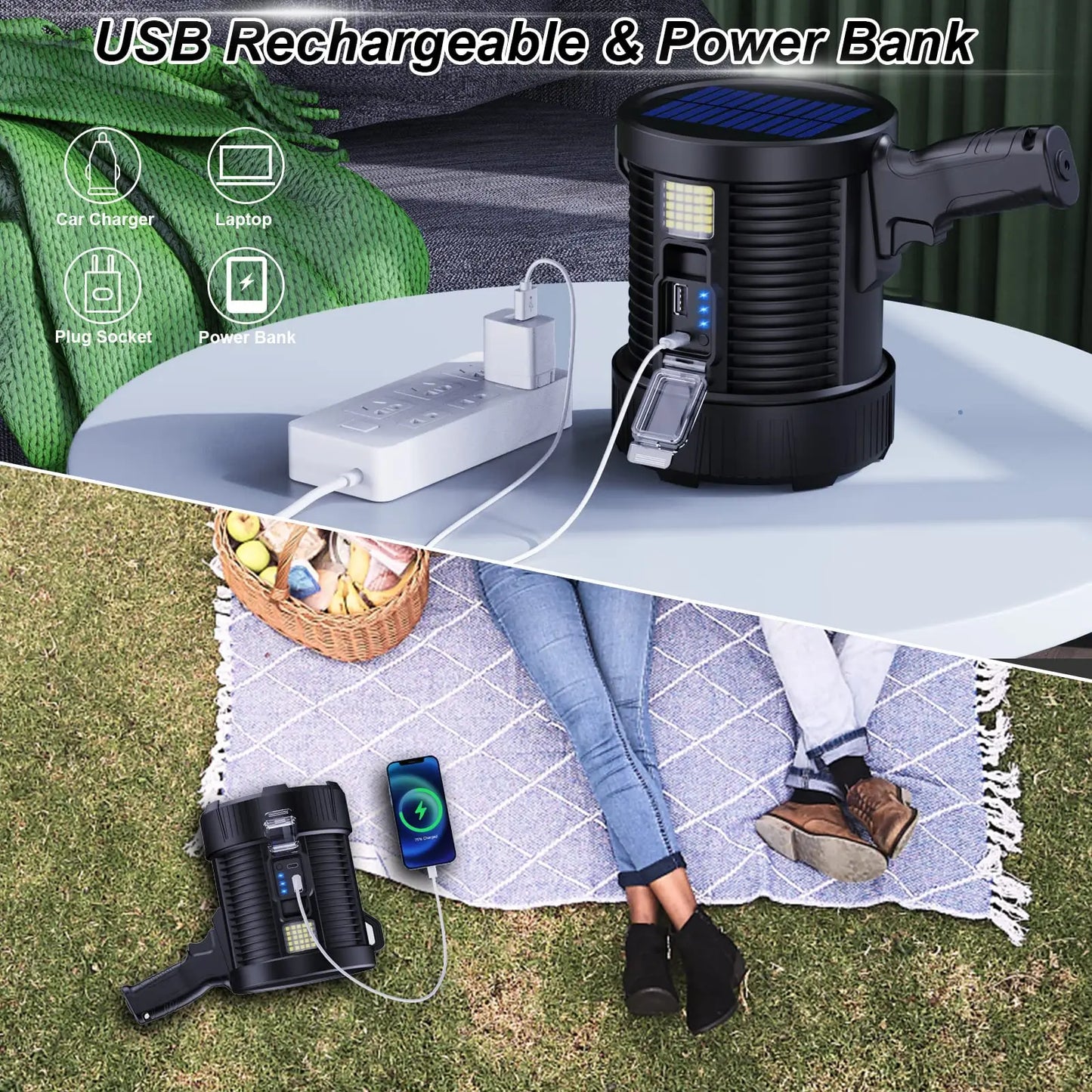 Rechargeable Super Bright Outdoor Solar Spotlights Searchlight