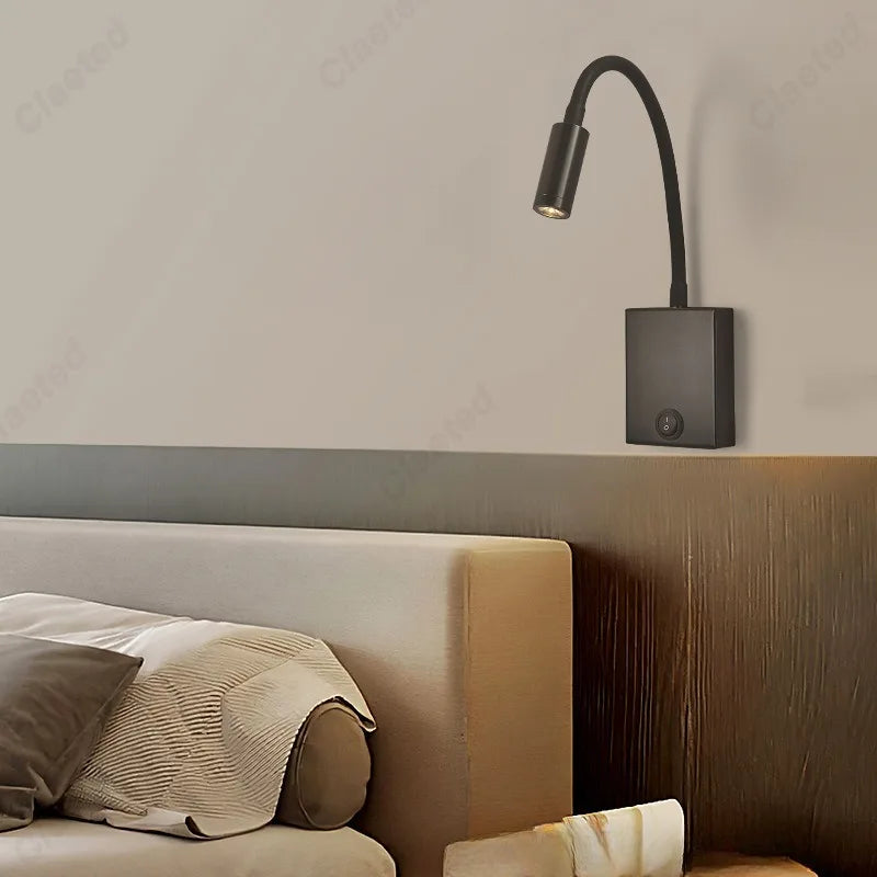 LED Flexible Gooseneck Wall Lamp USB with Switch Adjustable