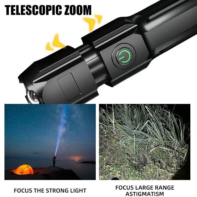Powerful LED Flashlight 100000 Lumen Tactical Flashlights Rechargeable (waterproof)