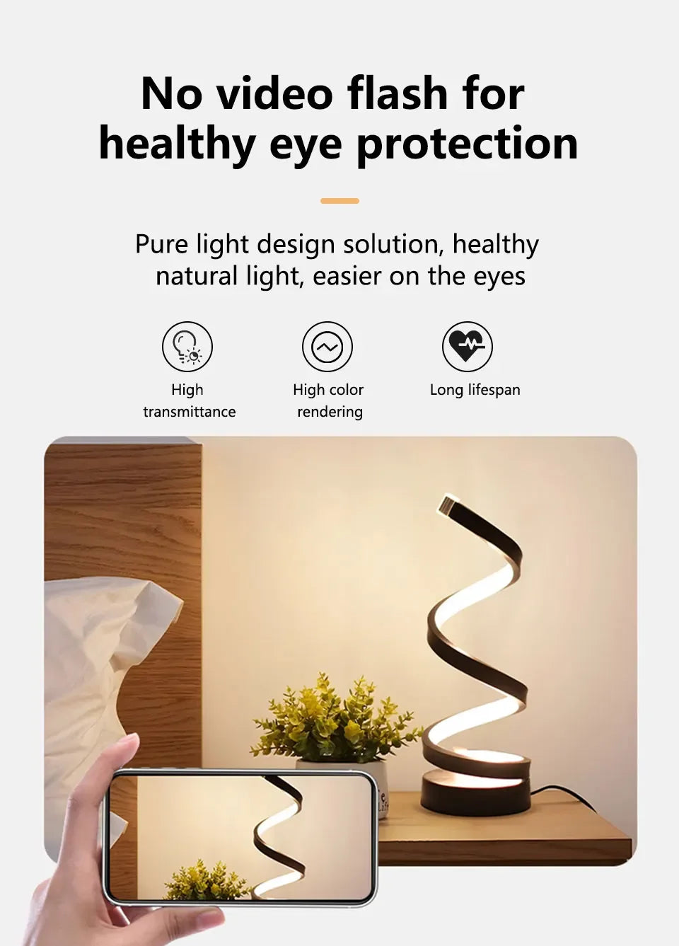 LED Night Light Spiral Table Lamp Modern Bedside Lamps Dimmable