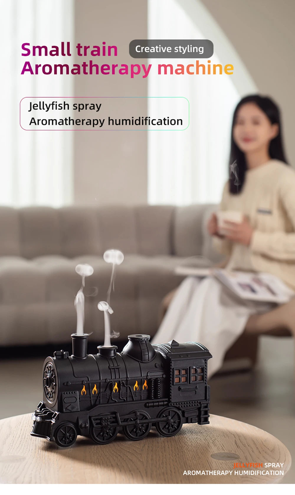 Train Air Humidifier Ultrasonic Aromatherapy Diffusers Mist Maker Fragrance Essential Oil Aroma Remote control