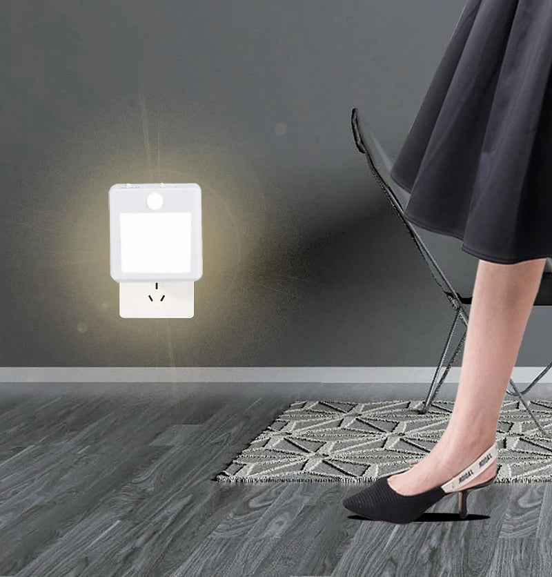 Wireless Night Light Motion Sensor With LED Light EU Plug Lamps
