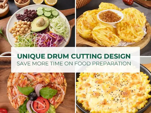 SUSTEAS Rotary Cheese Grater with Handle, 5 Well-Designed Blades, Strong Suction Cup Base, Kitchen Utensils
