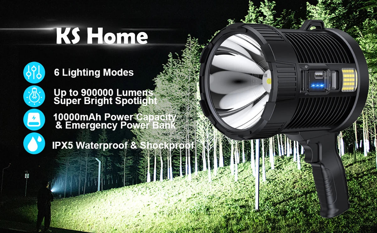 Rechargeable Super Bright Outdoor Solar Spotlights Searchlight