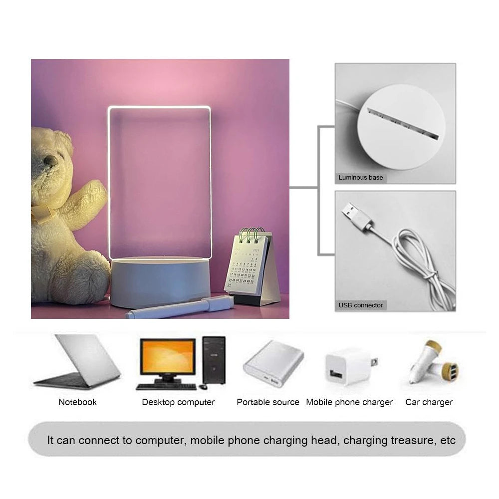 LED Night Lights USB Night Light Erasable  Board