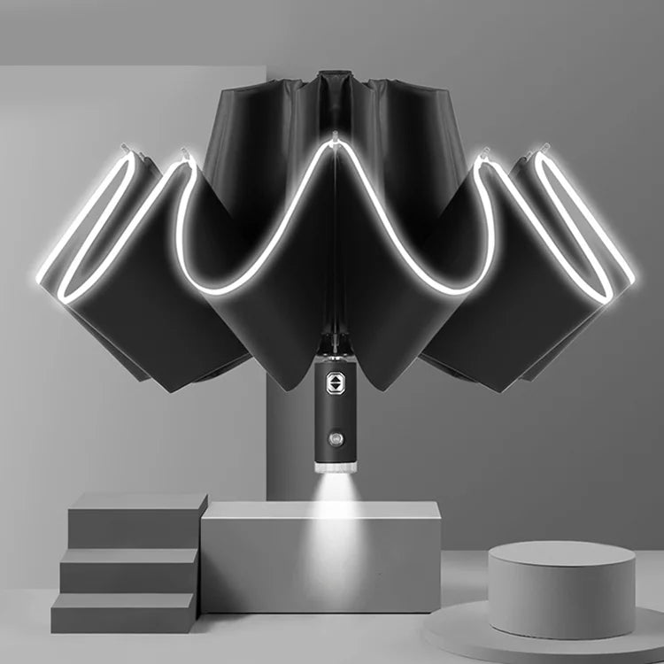 Led Light Automatic Folding Windproof Sunshade Umbrella