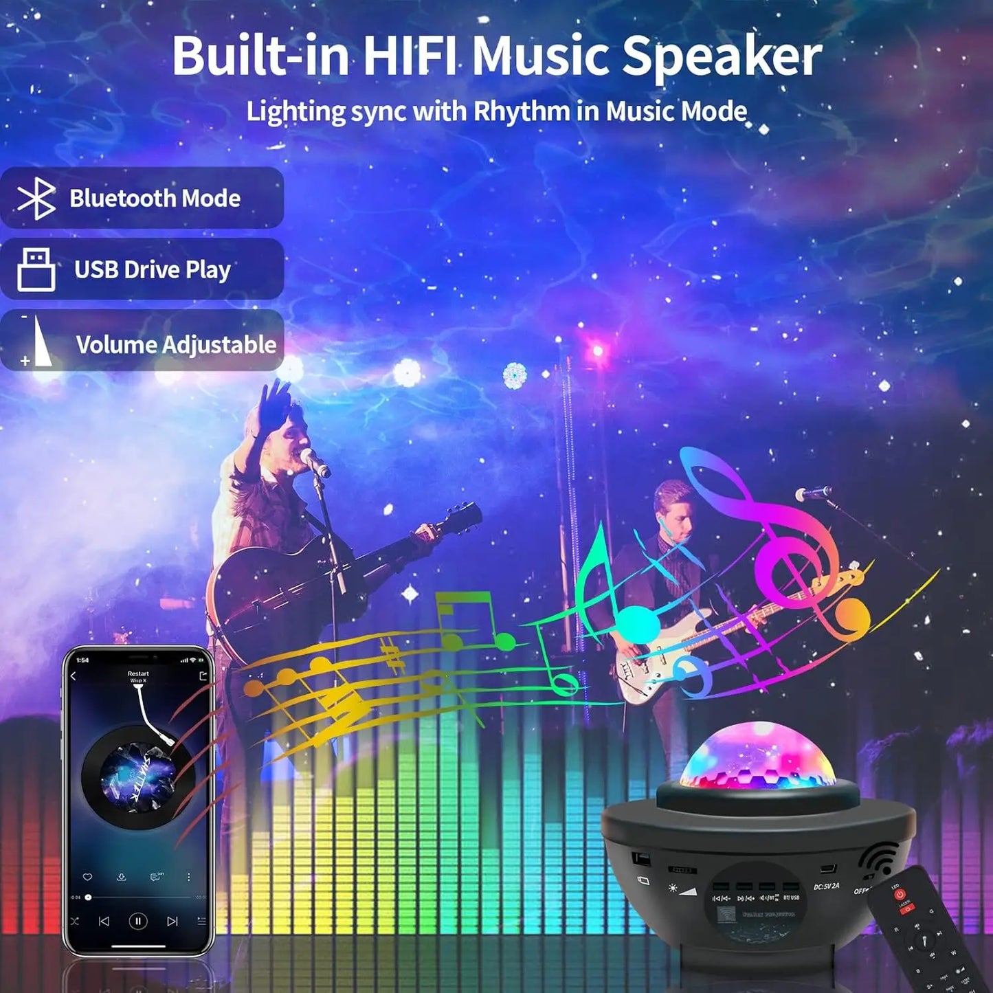 Galaxy Projector Star Projector Bluetooth Speakers Night