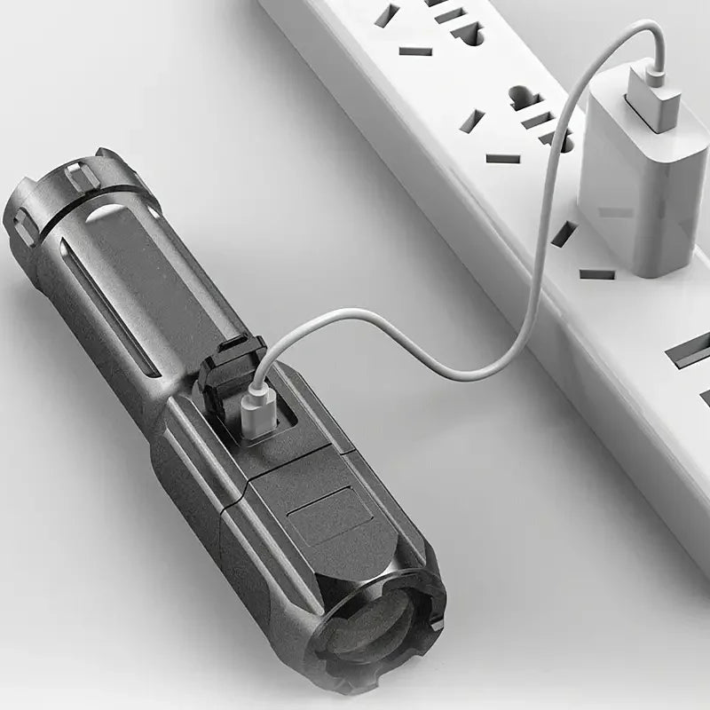 LED Flashlight Strong Light USB Rechargeable Waterproof  Zoom Emergency Lights For Outdoor