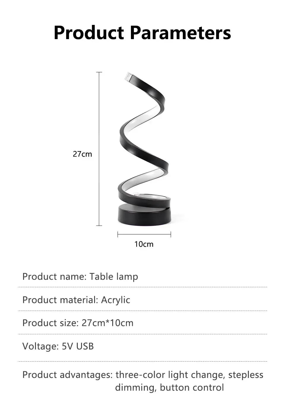 LED Night Light Spiral Table Lamp Modern Bedside Lamps Dimmable