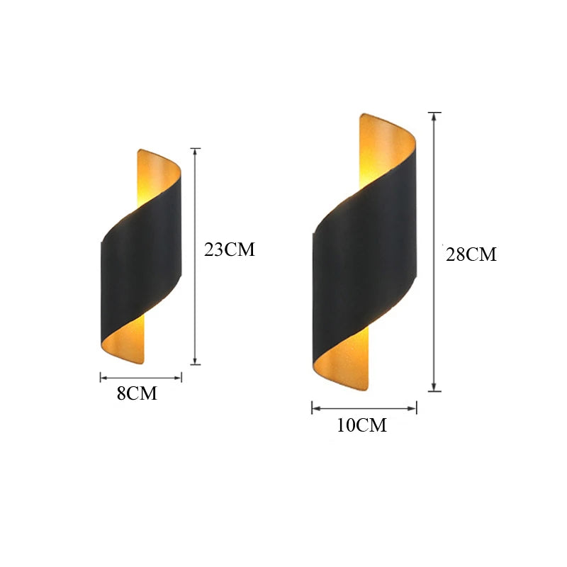 LED Wall Lamp Spiral Design10W Indoor Outdoor Wall Lights