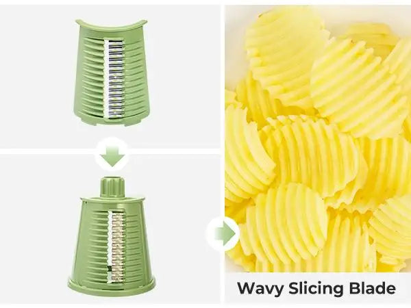 SUSTEAS Rotary Cheese Grater with Handle, 5 Well-Designed Blades, Strong Suction Cup Base, Kitchen Utensils