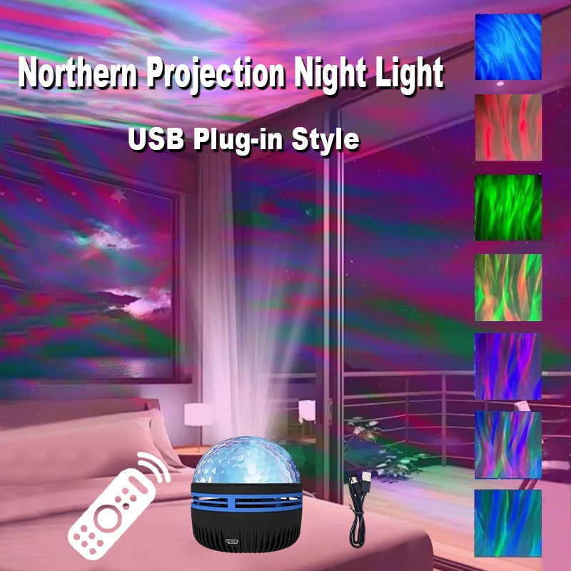 LED Northern  Projection Lamp USB Plug-in Use Remote Control Projection Night Lamp