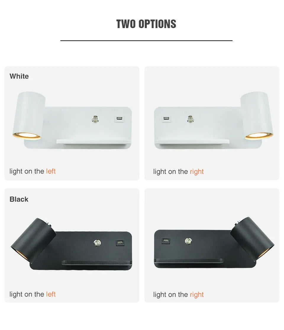 Interior Wall lamp Mobile Phone Wireless Charging and USB Charging Wall lights Bedroom lamps