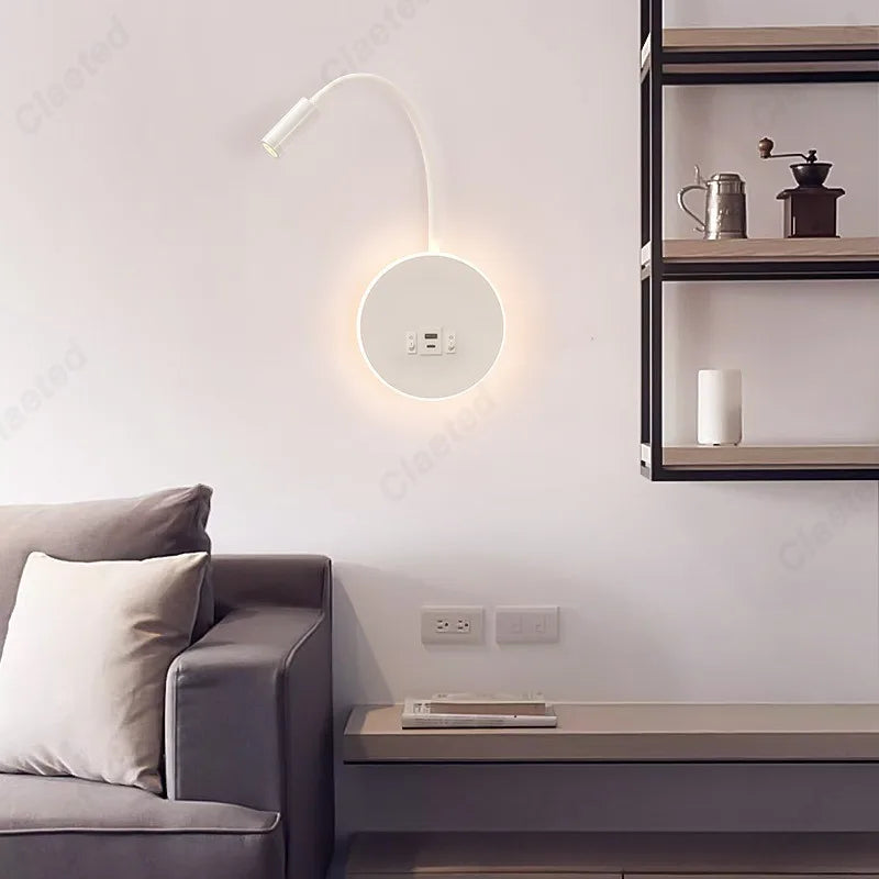 LED Flexible Gooseneck Wall Lamp USB with Switch Adjustable