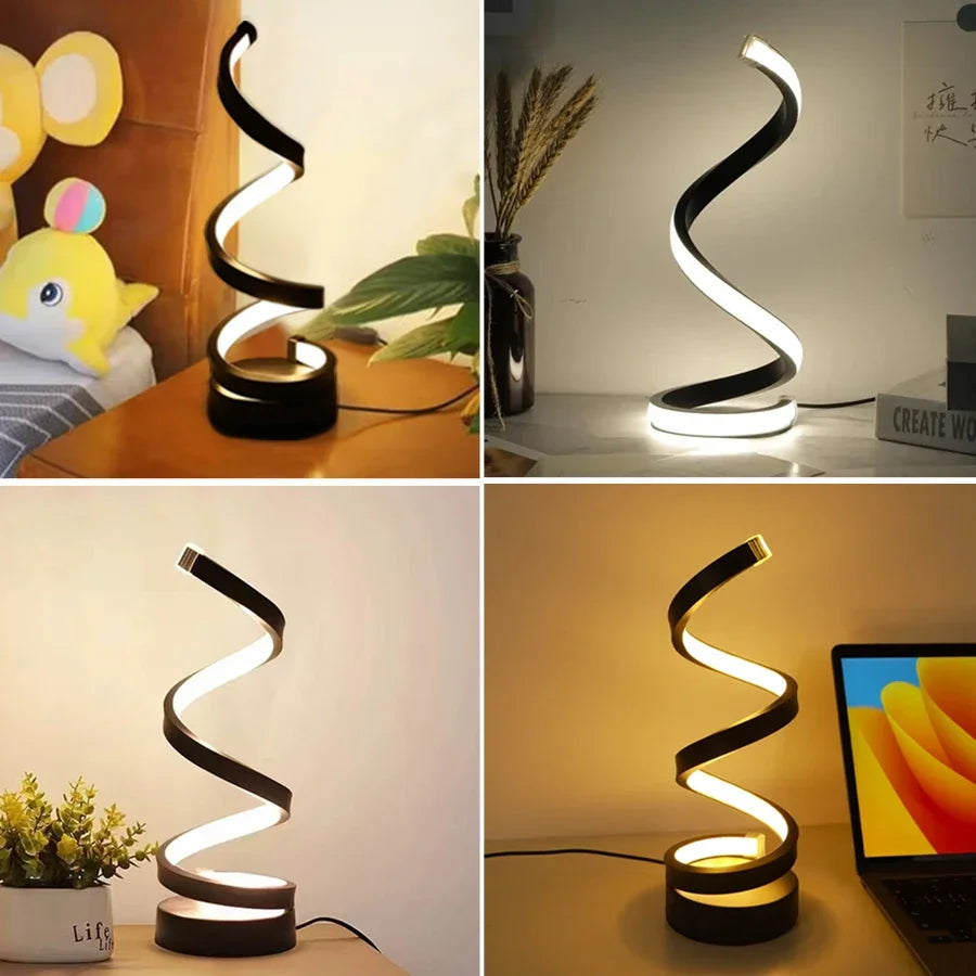 LED Night Light Spiral Table Lamp Modern Bedside Lamps Dimmable