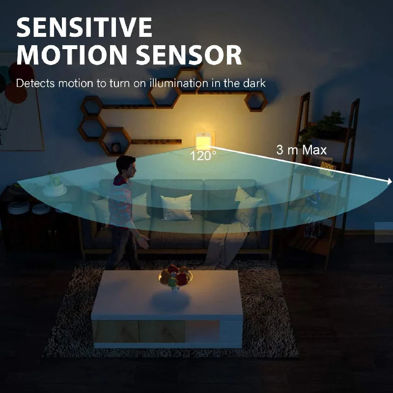 Wireless Night Light Motion Sensor With LED Light EU Plug Lamps