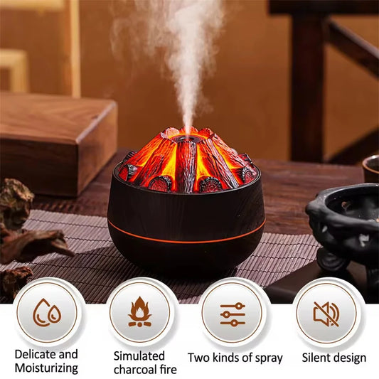 Charcoal Flame Humidifier for Bedroom Office Night Light