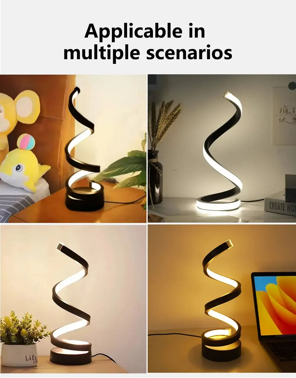 LED Night Light Spiral Table Lamp Modern Bedside Lamps Dimmable