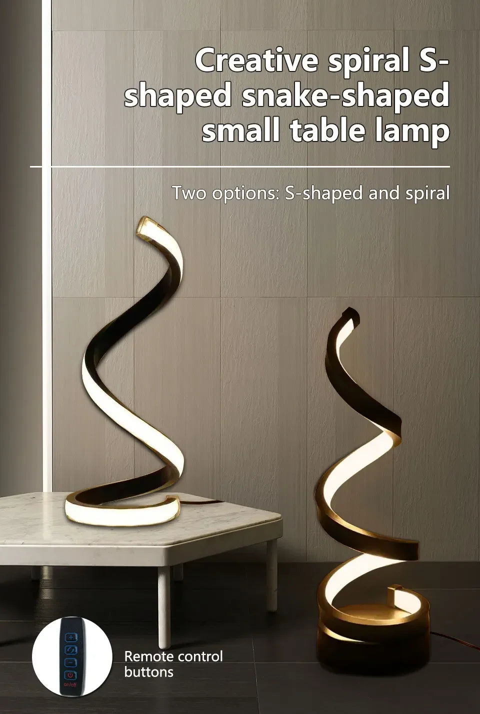 LED Night Light Spiral Table Lamp Modern Bedside Lamps Dimmable