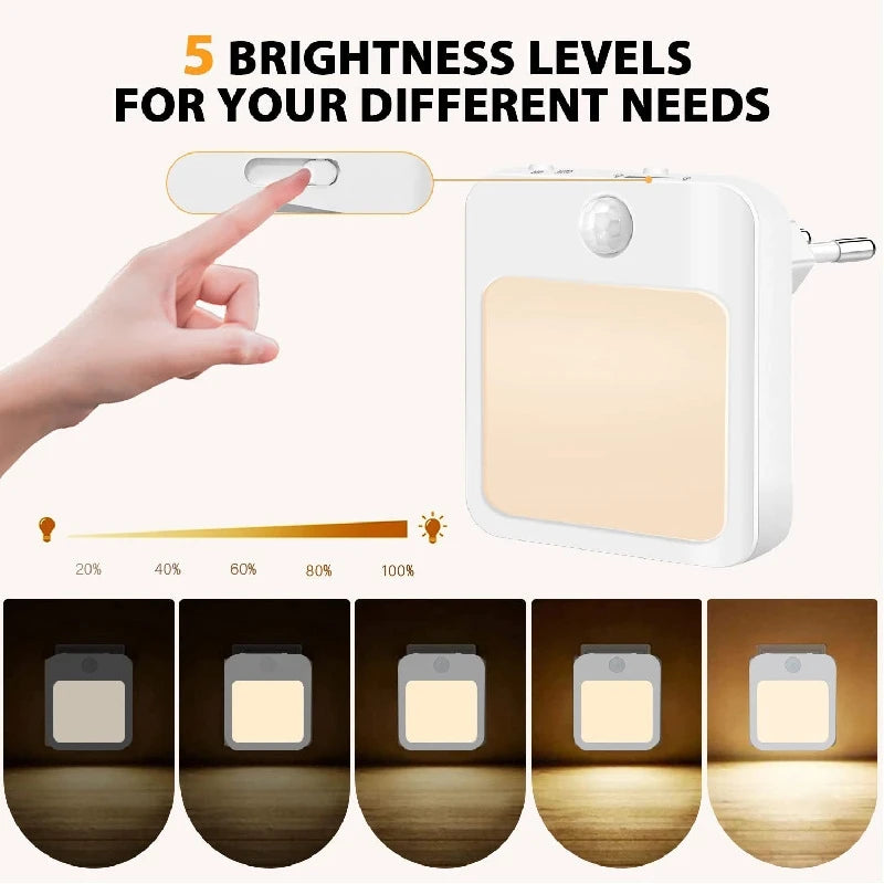 Wireless Night Light Motion Sensor With LED Light EU Plug Lamps