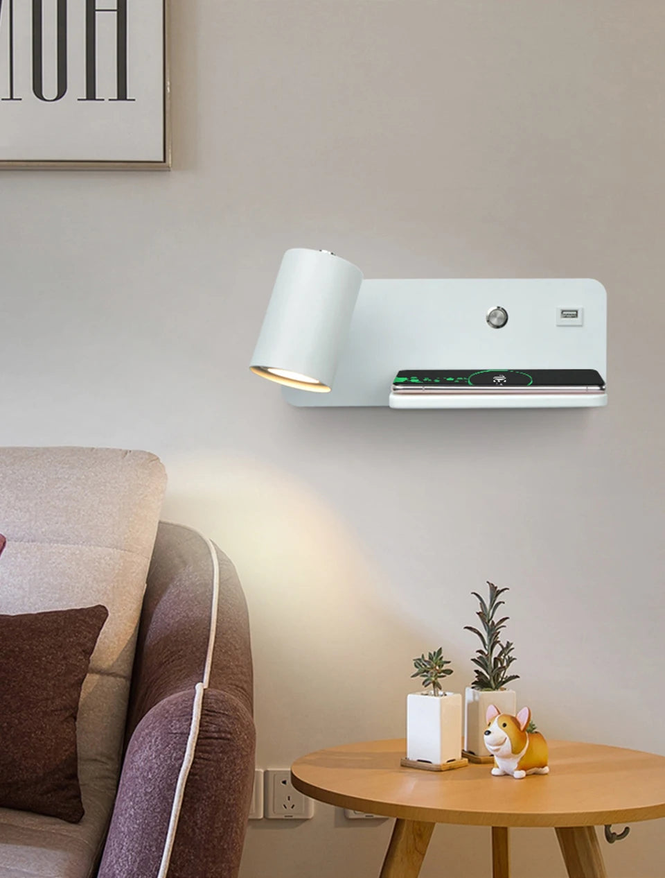 Interior Wall lamp Mobile Phone Wireless Charging and USB Charging Wall lights Bedroom lamps