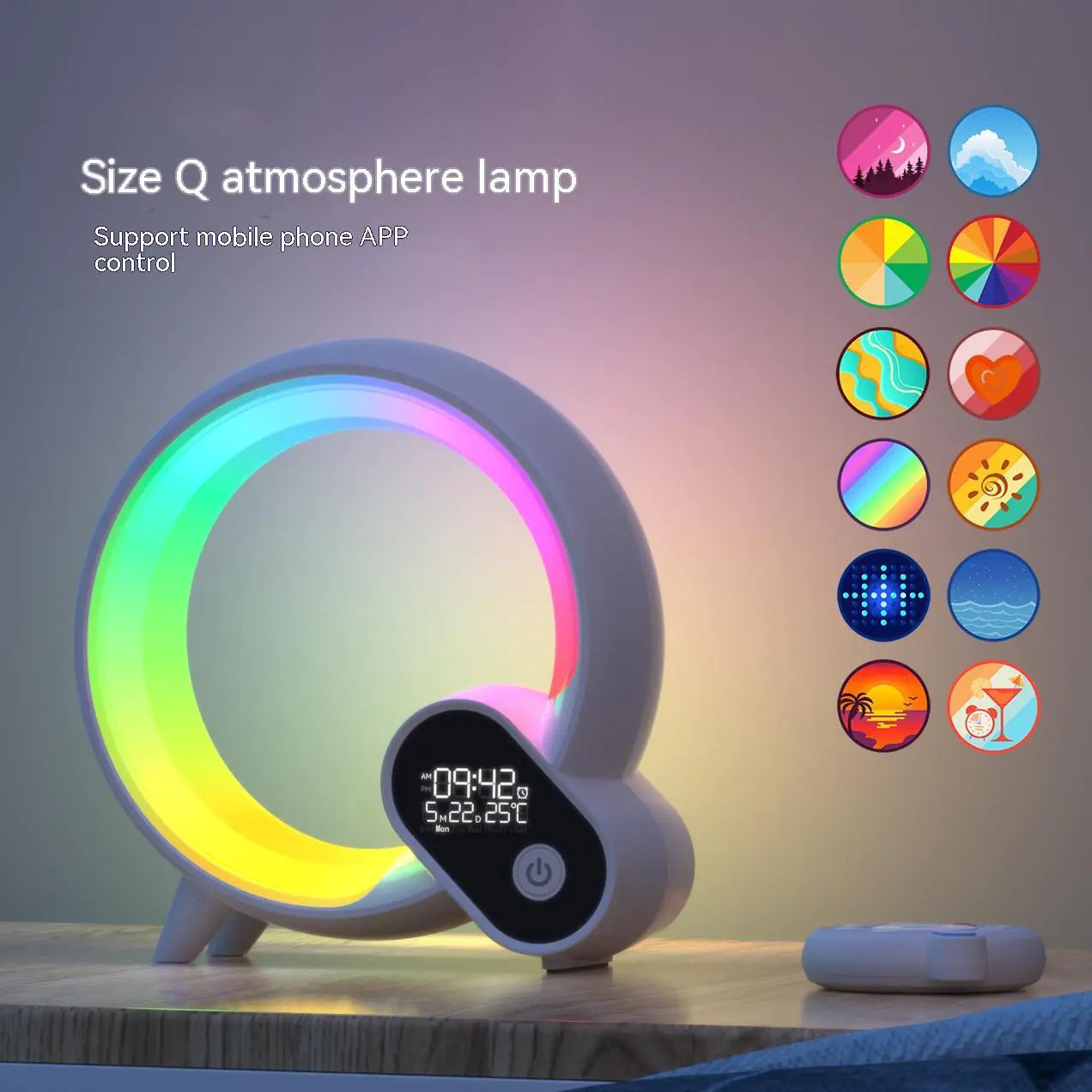 Creative Q Light Analog Sunrise Digital Display Alarm Clock Bluetooth  LED Light